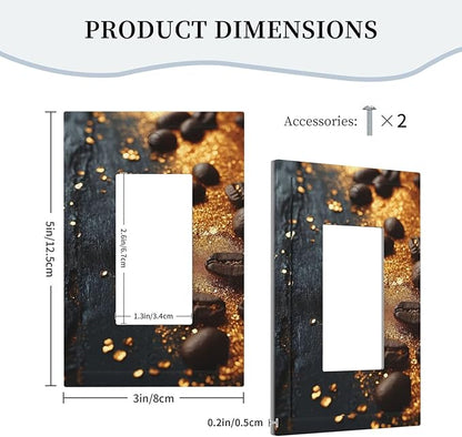 Decorative Outlet Covers Black Wood Board Gold Dust Coffee Beans 1 Gang Single Decora GFCI Device Light Switch Covers Plate 1 Rocker Wall Plate Jumbo Face Plate
