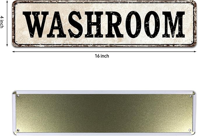 Houseuse Washroom Metal Signs Wall Home Pub Decor 4" by 16"