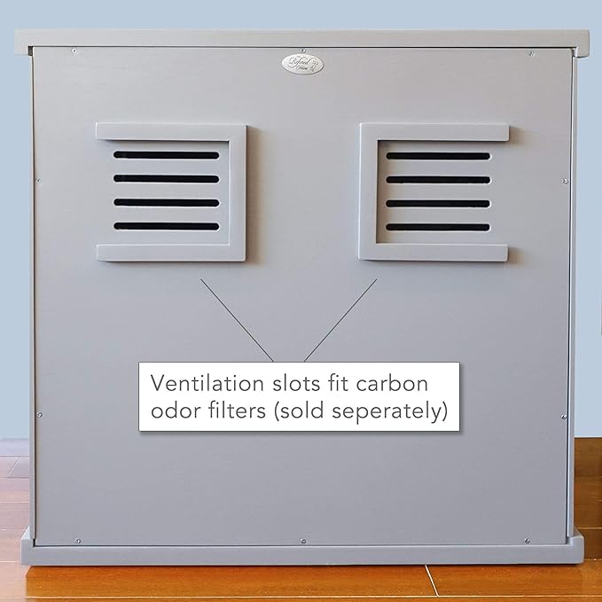 The Refined Feline Cat Litter Box Enclosure Cabinet, Shaker, Smoke Gray, Tapered Feet, Large, Hidden Litter Cat Furniture with Drawer