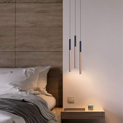 ALTAIR 3 Mini Pendant Lighting Black-Copper - LED Hanging Light Fixture for Kitchen Island, Bar, Foyer - Cluster Pendants - Dimmable, Adjustable Wire, Lamp Bulb Included