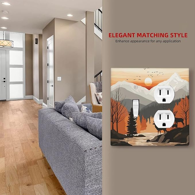 Sun Forest Deer Snow Mountain River Wallplates 1 Toggle 1 Duplex Switch Plate Electrical Gfci Faceplate Decorative Light Switch Covers For Bed Room Living Room Decor