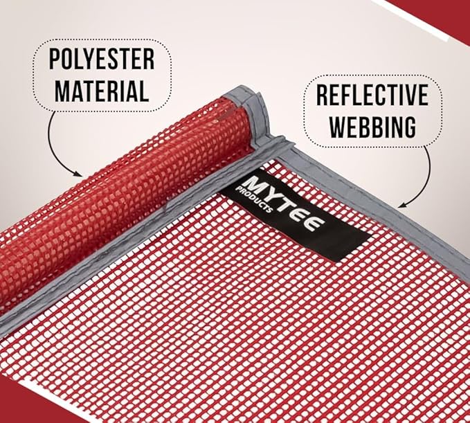 (16 Pack) 18"x18" Red Warning Flags for Trucks with Dowel & Reflective Webbing - High Visibility Vinyl Mesh Safety Flag DOT Compliant