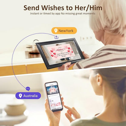 10.1 Inch WiFi Digital Picture Frame, 1280x800HD IPS Touch Screen Digital Photo Frame Electronic,16GB Memory, Auto-Rotate, Wall Mountable, Share Photos/Videos Instantly via Uhale App from Anywhere