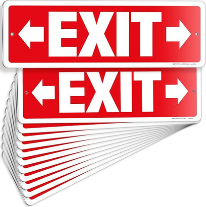 iSYFIX Exit Signs 12 Pack 12x4 Inch with Directional Right & Left Arrows - Rust Free Aluminum, Laminated for UV, Weather, Scratch Resistance - Ideal for Offices, Schools, Theaters, Restaurants