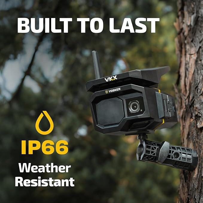 Vosker VKX Solar Powered 4G-LTE Outdoor Cellular Security Camera - No WiFi Needed, Motion Activated, Night Vision, SIM Card Included, On-Demand Mode - 15s Video Clips, IP65 Weather-Resistant