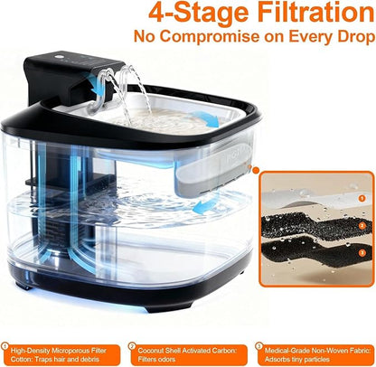 FGID Automatic Cat Feeder and Water Fountain,Cordless or Battery Cat Food Dispenser Timer Pet Feeder Dog Feeders w Camera,Programmable Portion Control, 4 Daily Meals, 10s Voice Recorder