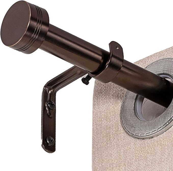 Adjustable Curtain Rods-18 to 144 Inches,1 Inch Modern Metal Drapery Rods, Adjustable Heavy Duty Curtain Pole with Simple End Caps