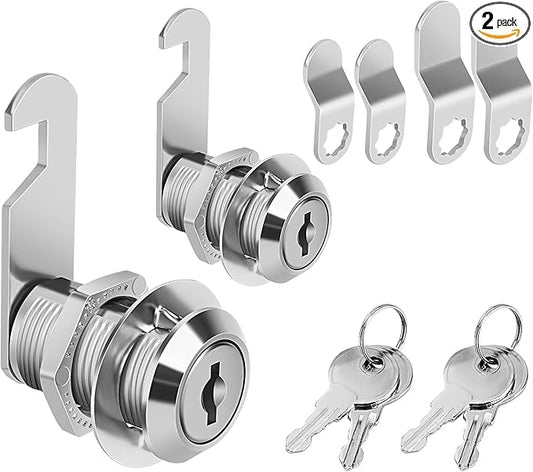 Cam Locks Keyed Alike, 3/4" Cabinet Locks with Keys Secure Files Drawers RV Storage Locks Replacement Set, Zinc Alloy (3/4 Inch 2Pcs)