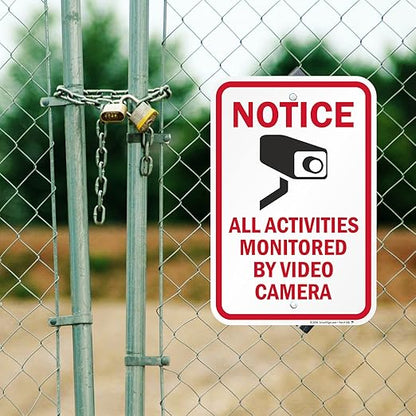 SmartSign "Notice - All Activities Monitored by Video Camera" Sign | 12" x 18" Aluminum