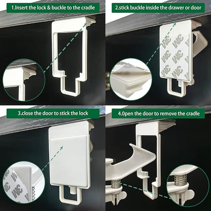 Vmaisi 20 Pack Cabinet Locks Child Safety Latches - Baby Proofing Cabinets Drawers Lock - Upgraded Stronger Adhesive Easy Installation - No Drilling