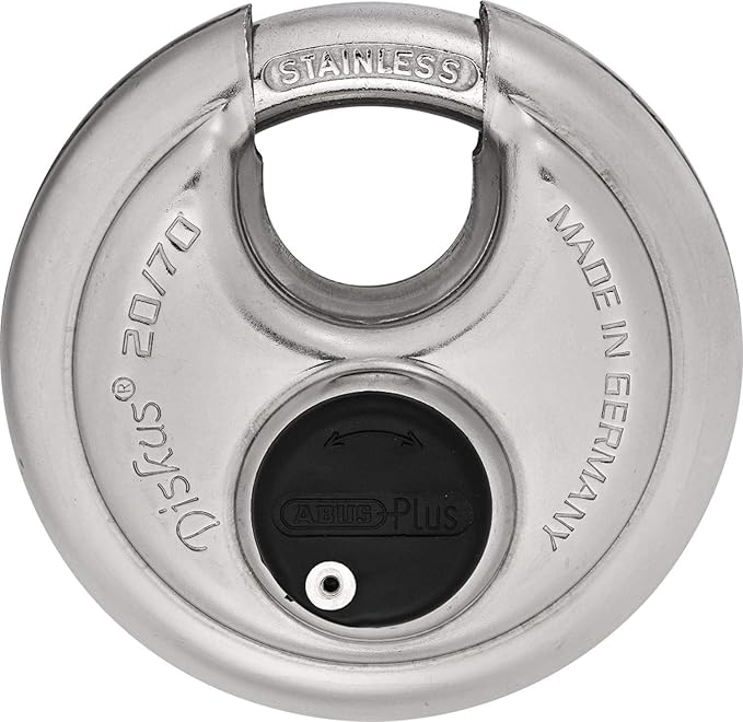 ABUS 20/70 Heavy Duty Diskus Storage Padlock with 2 Keys for Storage, Outdoor, Commercial, 2.75in (70mm) Wide, Keyed Alike 161262