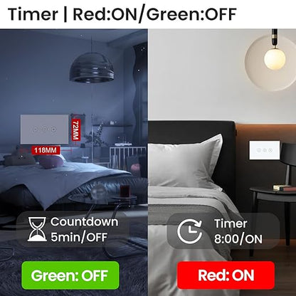 Smart Dimmer Switch Neutral Wire Required, 2.4GHz WiFi Dimmer Light Switch with Remote Voice Control, Tempered Glass Panel, Compatible with Alexa and Google Home, White WiFi Dimmer