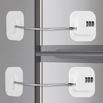 Refrigerator Lock, Combination Lock for Refrigerator Cabinets, Drawers, Heavy Duty Fridge Lock, Easy Install No Keys Needed (White-2Pack)