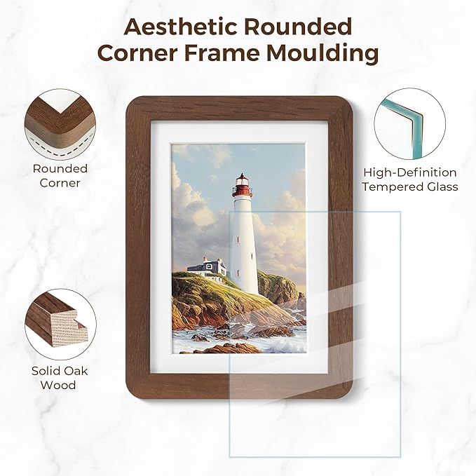 27x40 Picture Frame, 27 x 40 Poster Frame - Solid Oak Wood, 27 by 40 Frame with Tempered Glass, Rustic Wooden 27"x40" Frame with Mat for 24"x36", Minimalist 27x40 Frames for Wall, Walnut Color, 1 Pack