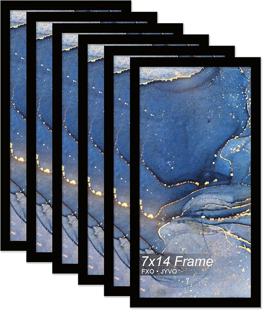 7x14 Picture Frame Set of 6, Black Frame for 7 x 14 Inch Picture Poster Photo, Light Weight and High Transparent 7 by 14 Frame for Wall - 6 Pack/Black/7"x14"