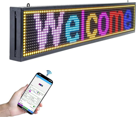 Programmable Scrolling LED Sign Outdoor Signs for Businesses Pantalla LED Para Publicidad Waterproof Digital Display Board - Custom Electronic Message Panel for Wall (Letrero) 39"X8"