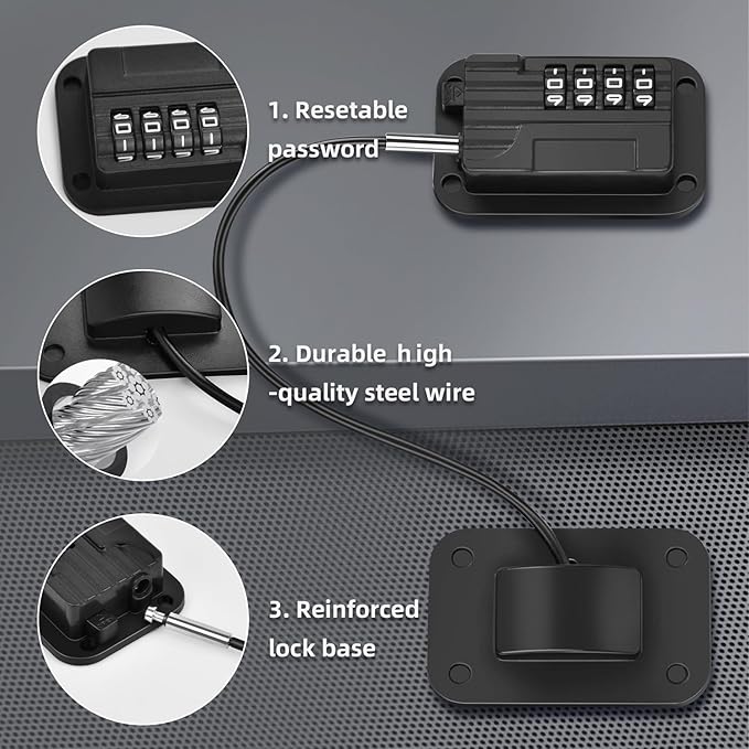 Upgraded Combination Fridge Lock for Child Safety, Keyless Refrigerator & Freezer Lock with Code for Kids, Black