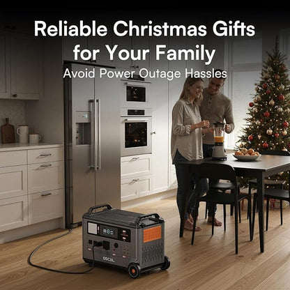 OSCAL PowerMax 6000 Solar Generator, 3600Wh LFP Battery Power Station, Expandable to 57.6kWh, 120/240V Split Phase Voltage 6000W AC Outlets (9000W Peak), 2200W/1.96H Fast Charging, Emergency for Home
