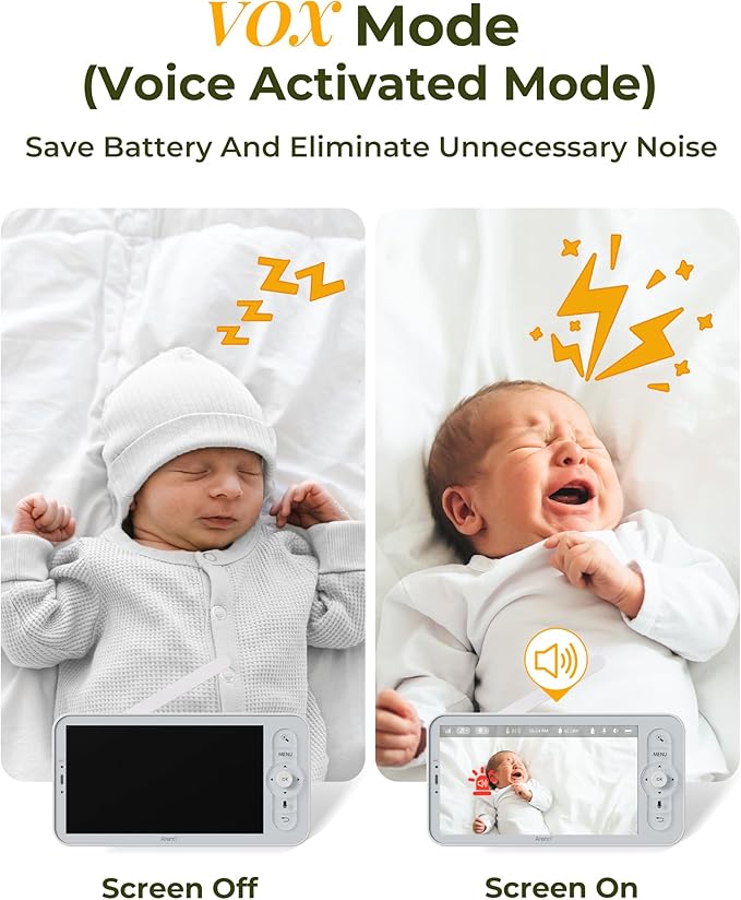 ARENTI Upgraded Baby Monitor with Camera, 3MP 2.4G WiFi Baby Camera Monitor, Infrared Night Vision, Night Light, 2-Way Audio, Cry&Motion Detection, Temp&Humidity Sensor, App Control