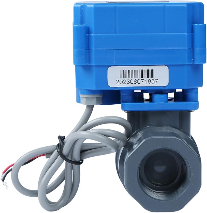 U.S. Solid 3/4 in UPVC Motorized Ball Valve - Plastic Electrical Ball Valve with Full Port, 2 Wire Auto Return, 9-36V AC/DC, Normally Closed