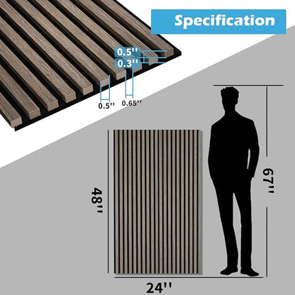 Art3d 2-Pack 48" x 24" Acoustic Wood Panels for Wall, Soundproof Wood Slat Panel for Wall and Ceiling, 3D Fluted Sound Absorbing Paneling for Interior Wall Decor, Living Room, Bedroom - Walnut