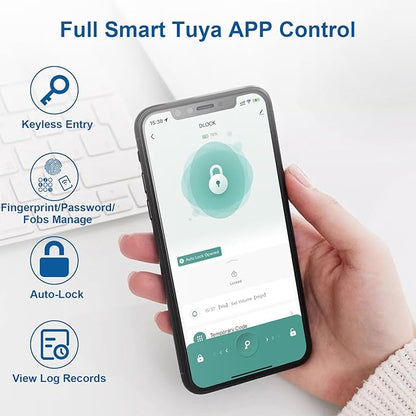 Fingerprint Door Lock, Fingerprint Door Knob Biometric Door Lock Smart Door Knob with App Control, Keyless Entry Door Lock with Handle for Home Office Apartment Bedroom Silver
