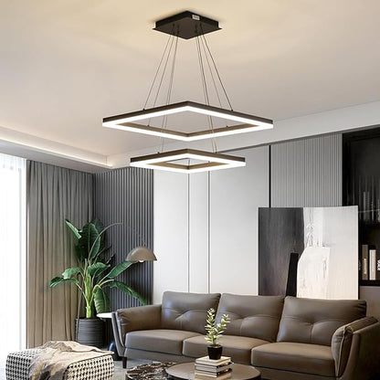 Modern Ceiling Chandelier, with Remote Control Dimmable 3 Color Mode & Brightness (Warm & Cool & Neutral Light) Ceiling Chandelier, Acrylic Anti-Flicker Dining Light Fixture for Kitchen