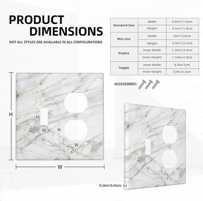 Outlet Covers Gray Gold Marble Abstract Modern Luxury 1 Toggle 1 Duplex Switch Plate Covers Electrical Light Switch Cover Plate Decorative Wall Plate Socket Cover for Bedroom Home Decor