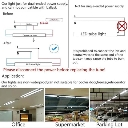5 Foot T8 LED Tube Light,45W 4500lm,G13 Bi-Pin Base,60 inches End to End,V Shape,Daylight White 5000K,T12 Fluorescent Replacement,Dual-End Power,Ballast Bypass,Shop Lighting,Pack of 10