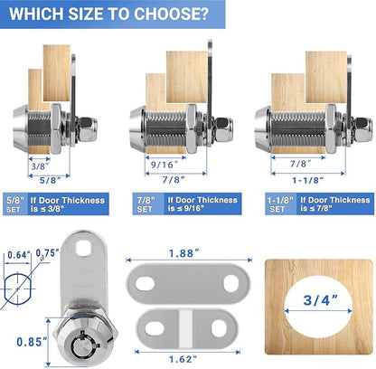 RV Storage Locks - Keyed Alike, 7/8' Fits 9/16' Max Door Thickness, Camper Trailer Cabinet Locks (2Pack)