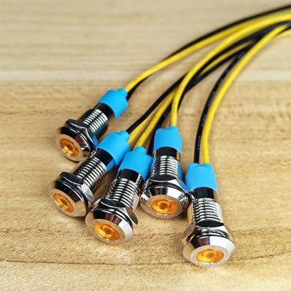 5pcs 8mm 110V-220V AC LED Waterproof Signal Lamp Metal Indicator Light (Yellow)