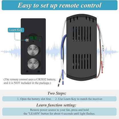 Universal Smart WiFi Ceiling Fan Remote Control Kit, Ceiling Fan Control and Dimmer Light Switch, Compatible with Alexa, Google Assistant and Smart Life App, 3 Speed, Timing, Remote Control