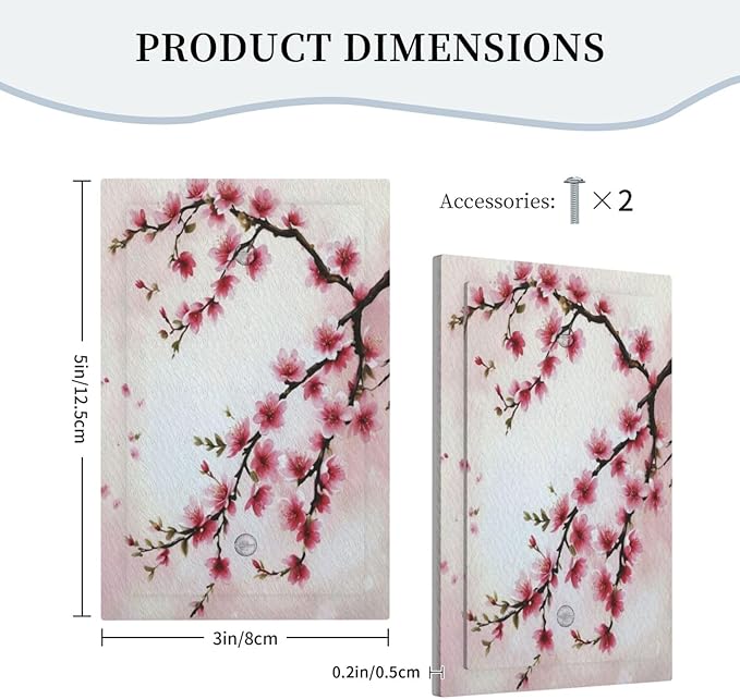 Branch with Pink Flowers Light Switch Covers No Device Wall Plate 1 Gang Decorative Blank Switchplate Electrical Faceplate for Country Living Bedroom Decor