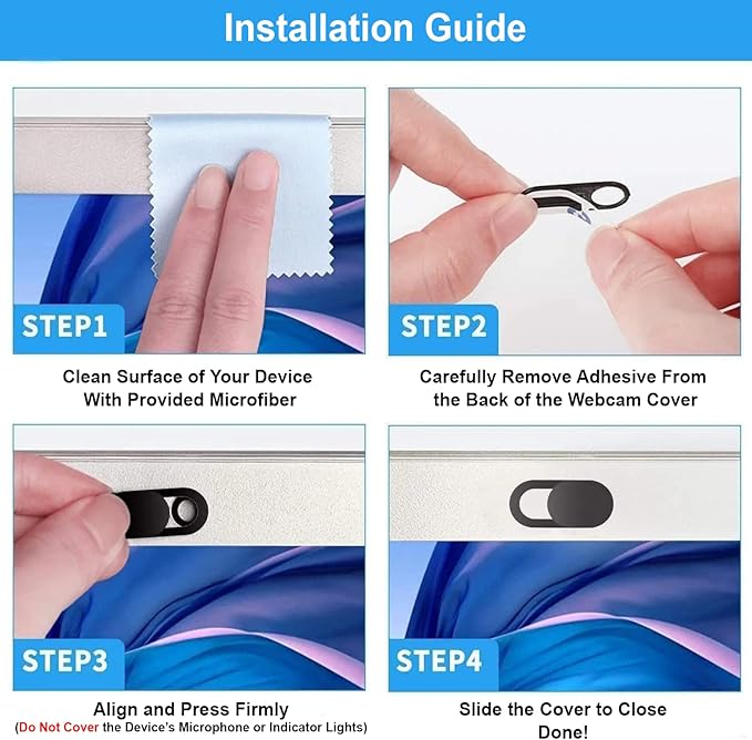 9 Pack(3 Large + 3 Medium + 3 Small) 0.03 inch Ultra Thin Webcam Cover Slide Camera Blocker Protect Your Privacy Security for MacBook Air, Laptop, iPad, iMac, PC, iPhone