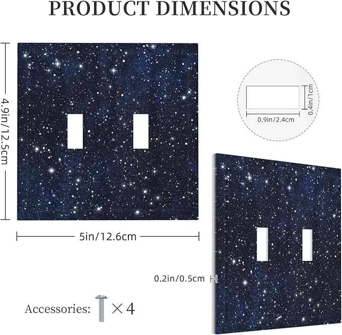 Decorative Light Switch Cover Night Sky Star Cosmic Starry Fantasy Galaxy Universe Space Double Toggle Switchplate 2 Gang Personalized Wall Plate Switchcovers Decora Light Switch Plate