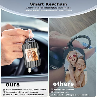 Customized Keychain with Picture,Personalized Photo Keychain with Build-in Find My Tracker,Contact Information,Item Locator for Key,Pets,Luggages,iOS 14.0 and Up,Great Gift for Family and Friends