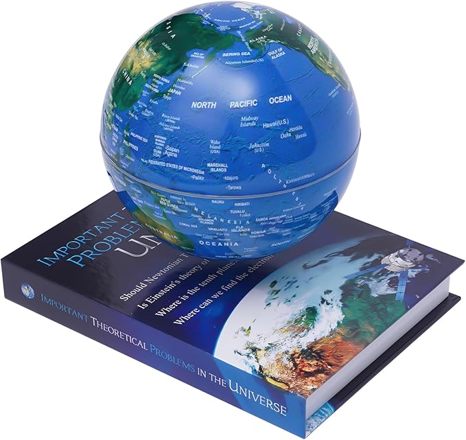 Magnetic Levitation Globe with LED Lights, 6-Inch Floating Geographic Globe, Educational World Map for Home Office Decor, Kids & Adults