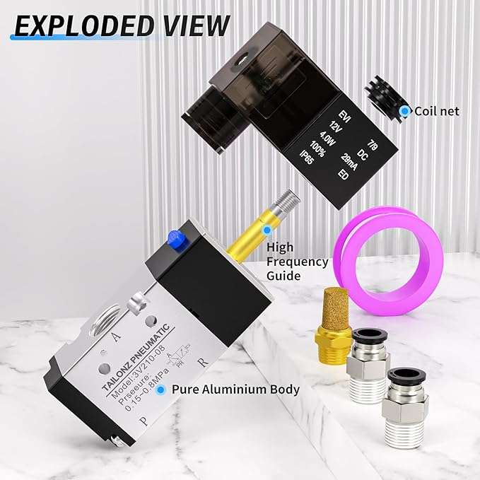 TAILONZ PNEUMATIC 1/4"NPT Solenoid Valve 3V210-08 DC24V Single Coil Pilot-Operated Electric 2 Position 3 Way Connection Type(Junction Box)