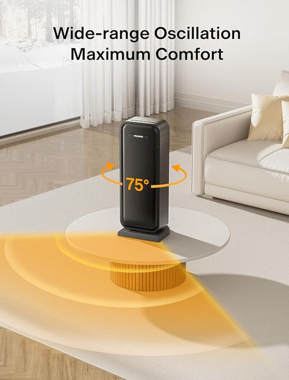 Pelonis 1500w Electric Space Heater for Indoor Use with Thermostat, Oscillation and Remote – Portable Ceramic Heater for Bedroom, Home and for Office Under Desk