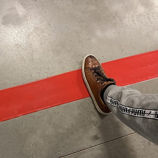 SmartSign Red 4 inch x 100 feet Floor Marking Tape, 32 mil Vinyl Floor Tape, Superior Mark Industrial Use Safety Tape with Beveled Edges, Strong Adhesive, for Gym/Warehouse/Courts