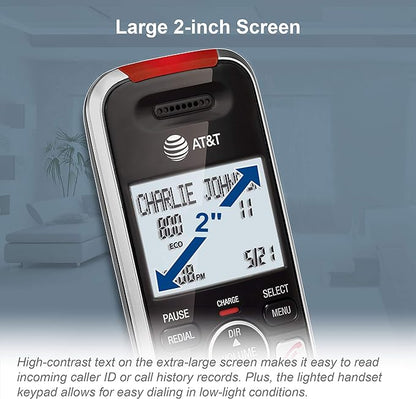 AT&T BL102 DECT 6.0 Cordless Phone for Home with Answering Machine, Call Blocking, Caller ID Announcer, Audio Assist, Intercom, and Unsurpassed Range, Silver/Black