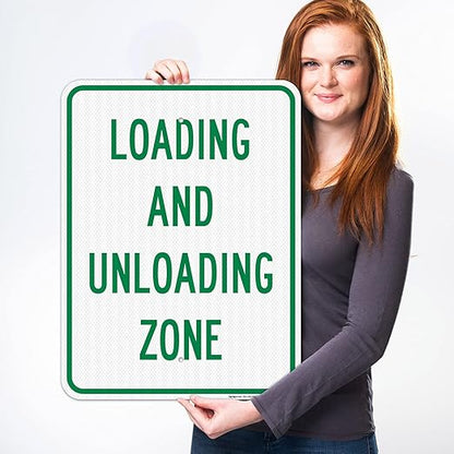 Loading and Unloading Zone Sign, 18x24 Inches, 3M EGP Reflective .080 Aluminum, Fade Resistant, Made in USA