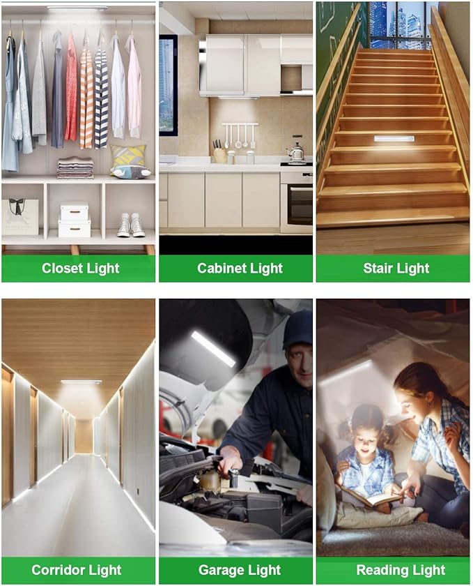 Under Cabinet Lighting, 80 LED Motion Sensor Light Indoor, Rechargeable Closet Light, 3 Color Temps Under Cabinet Lights, Wireless Dimmable Under Counter Lights for Kitchen, Pantry (5 Pack)