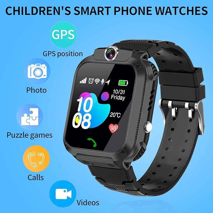 2G Kids Smart Watch, SOS Emergency Call, Video Calling, Waterproof Activity Tracker for 3-12 Years Girls/Boys - Birthday Gift Idea