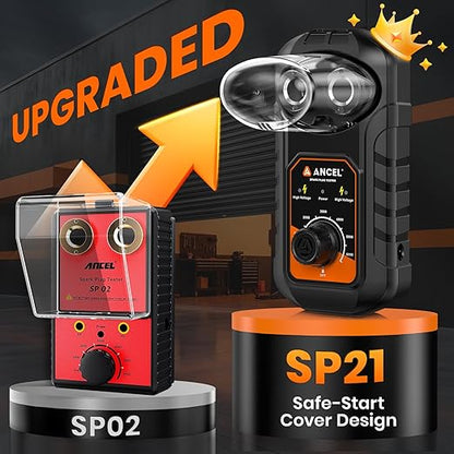 (Upgraded SP02) ANCEL SP21 Spark Plug Tester, Dual Holes Test Spark Plug Tool, Car Motorcycle Engine Ignition Tester 0 to 6000RPM Spark Tester Socket with Mistake-Proof Design