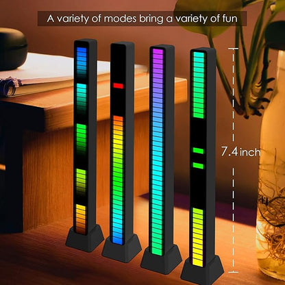 Soulpunk RGB Rechargeable Sound Control Light, Voice-Activated Pickup Music Rhythm Lights, Creative Colorful LED Ambient Light, with 15 Modes Music Sync 32-Bit Audio Spectrum for Car（4 Pack-App）