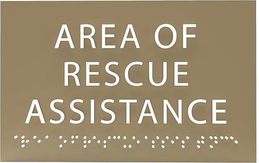6" X4" Area of Rescue Assistance Sign- Tactile Graphics Grade 2 Braille Text ADA Compliant Sign |ADA Compliant Plastic Signs for Schools, Offices, Businesses, Apartments & Restaurants