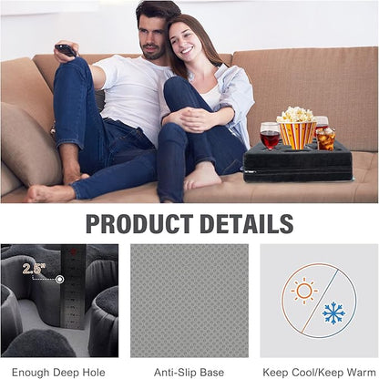 Couch Cup Holder-Sofa Cup Holder Pillow Tray Caddy Cupholder Hearted for Bed, Rv, Tv, Car, Man Cave, Backseat for Remote, Drinks, Snacks (DarkGrey)