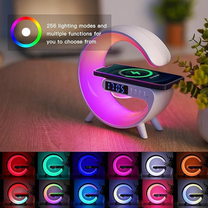 2026 New Smart Mini Table Lamp with Wireless Charger, Bluetooth Speaker Alarm Clock, Night Light for Bedroom Office Desk, Gifts for Kids Teens Chirstmas（Black）