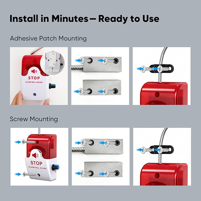 Exit Stopper Door Alarm with 110dB Siren,Commercial Emergency Exit Security Device,Battery Powered Magnetic Sensor, Easy Installation,Ideal for Warehouse,Office,Retail,Industrial Exit Safety